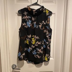 Black floral sleeveless blouse